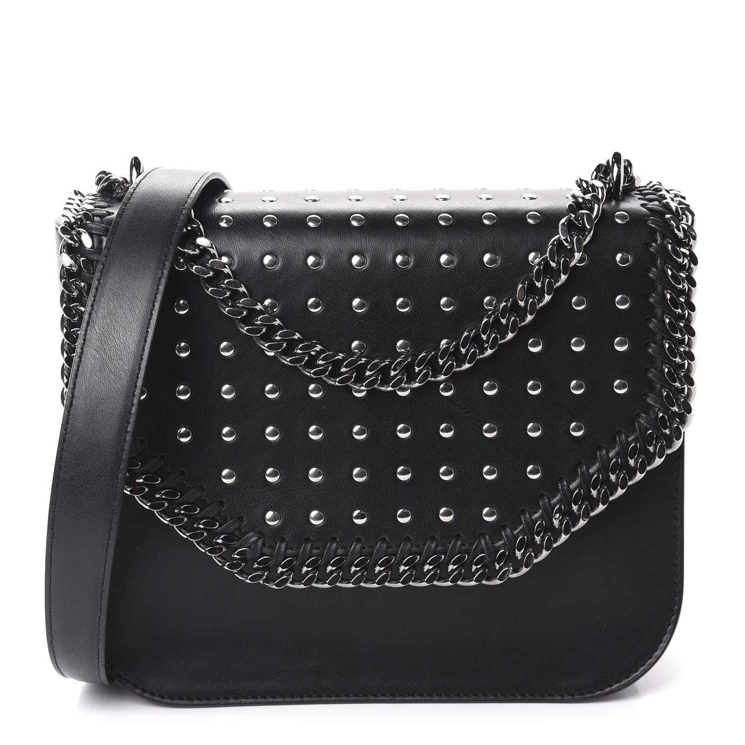 Stella McCartney Eco Alter Nappa Studded Falabella Embellished Box Shoulder Bag Black 1 of 10