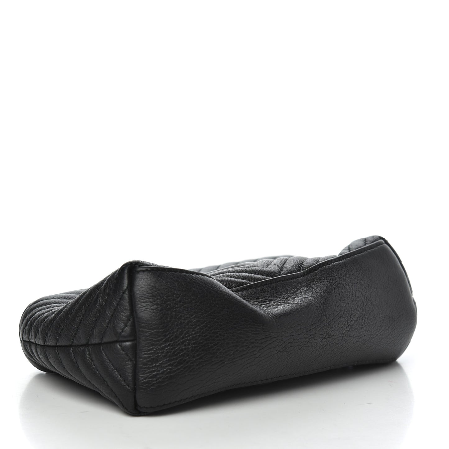 Aged Calfskin Chevron Boy Cosmetic Pouch Black