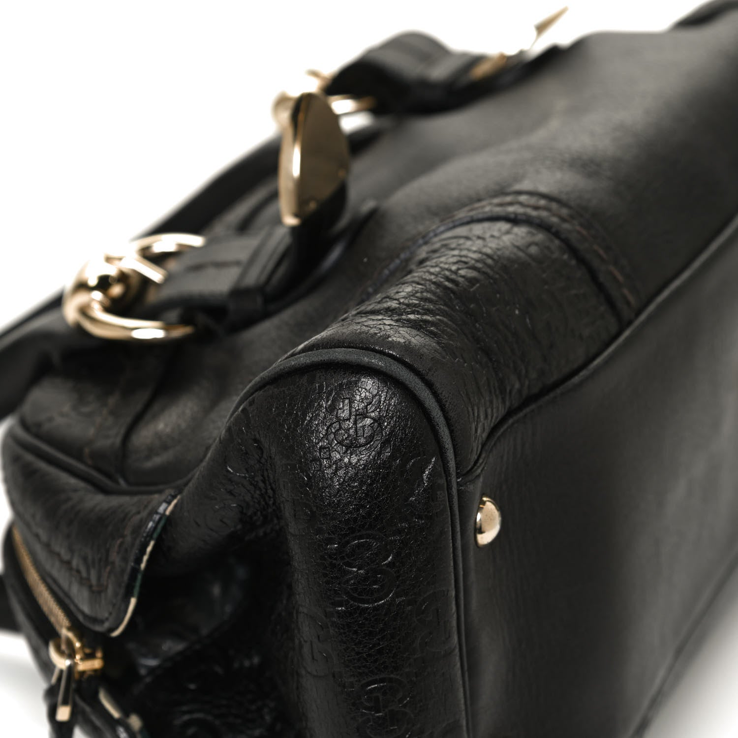 Gucci Calfskin Guccissima Signoria Bowler Bag Black 14 of 14
