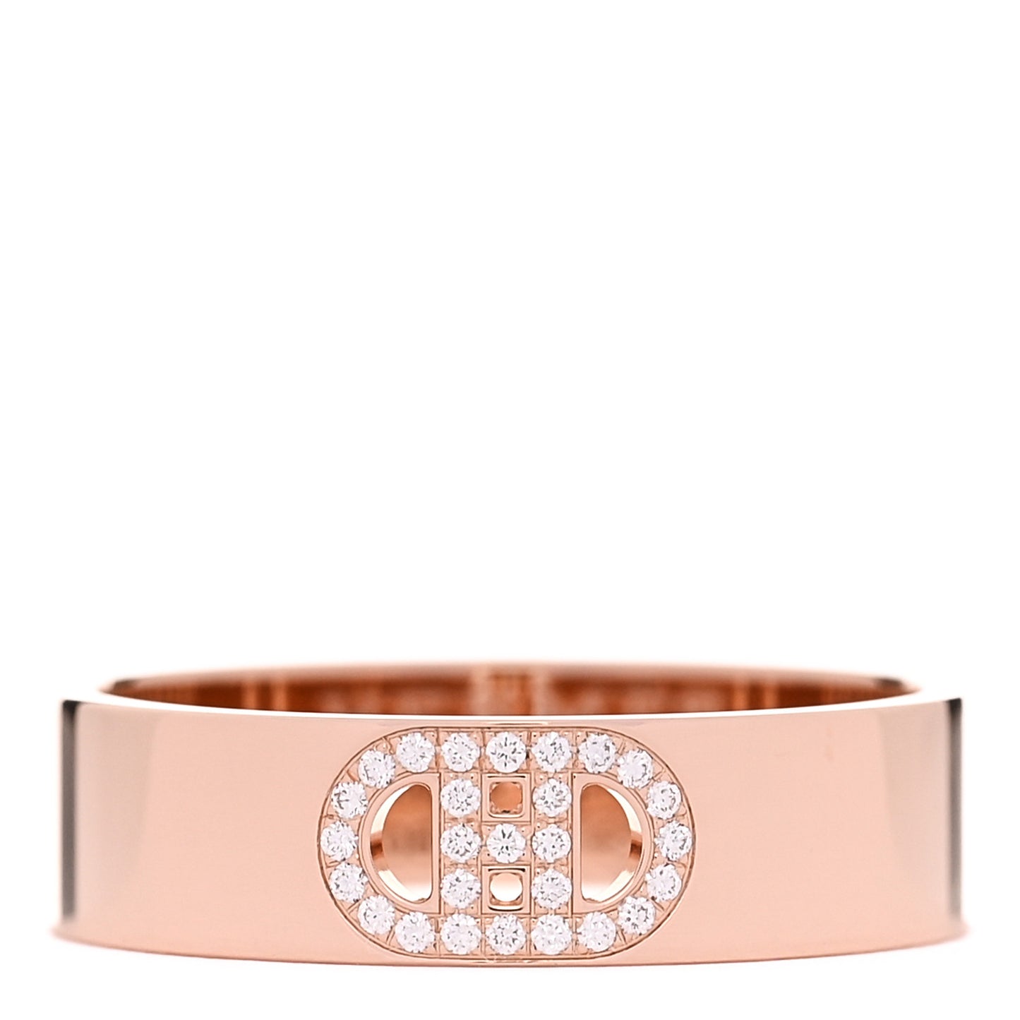 18K Rose Gold Diamond PM H D'Ancre Ring 58 8.5
