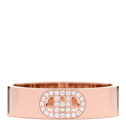 Hermes 18K Rose Gold Diamond PM H D'Ancre Ring 58 8.5 1 of 5