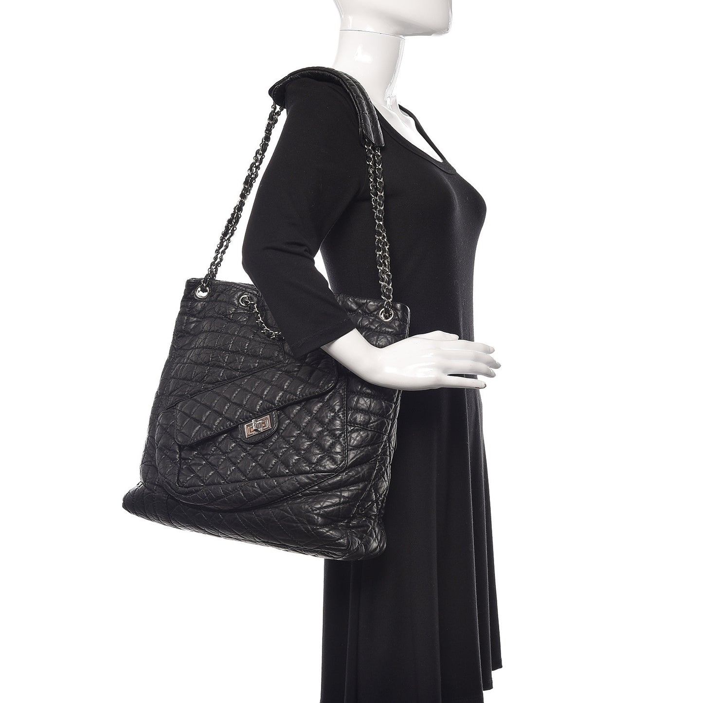 Aged Calfskin Karl's Cabas Tote Black