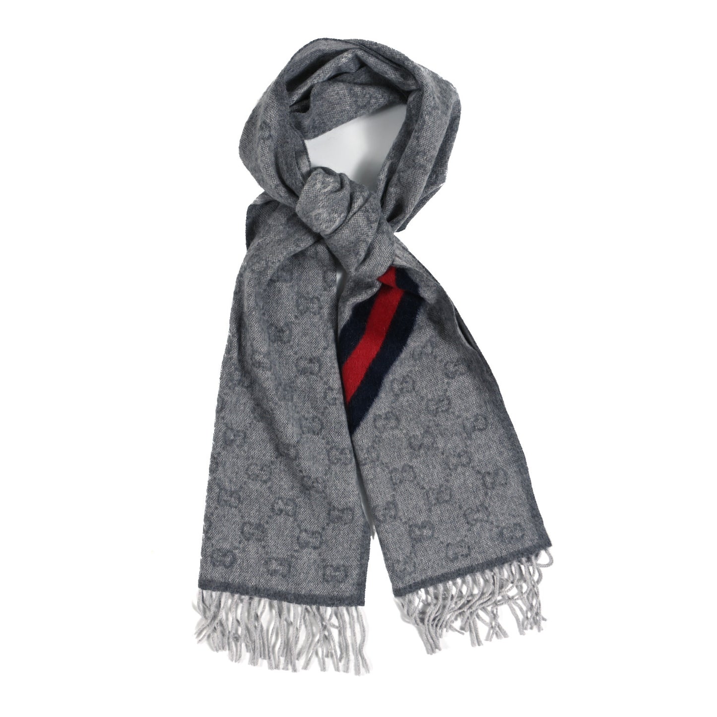 Wool Angora Monogram Web New Nikky Scarf Zinc Blue