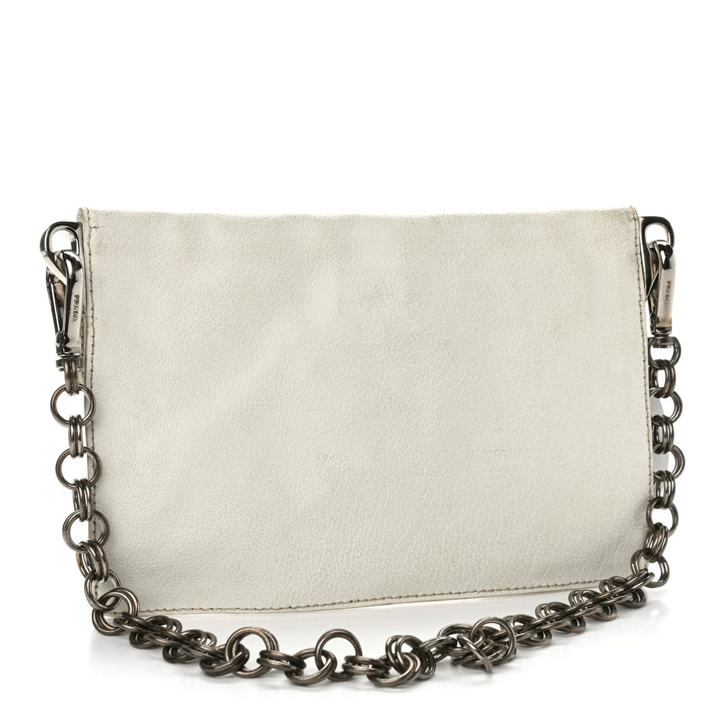 Buffalo Metal Foldover Pushlock Chain Shoulder Bag White