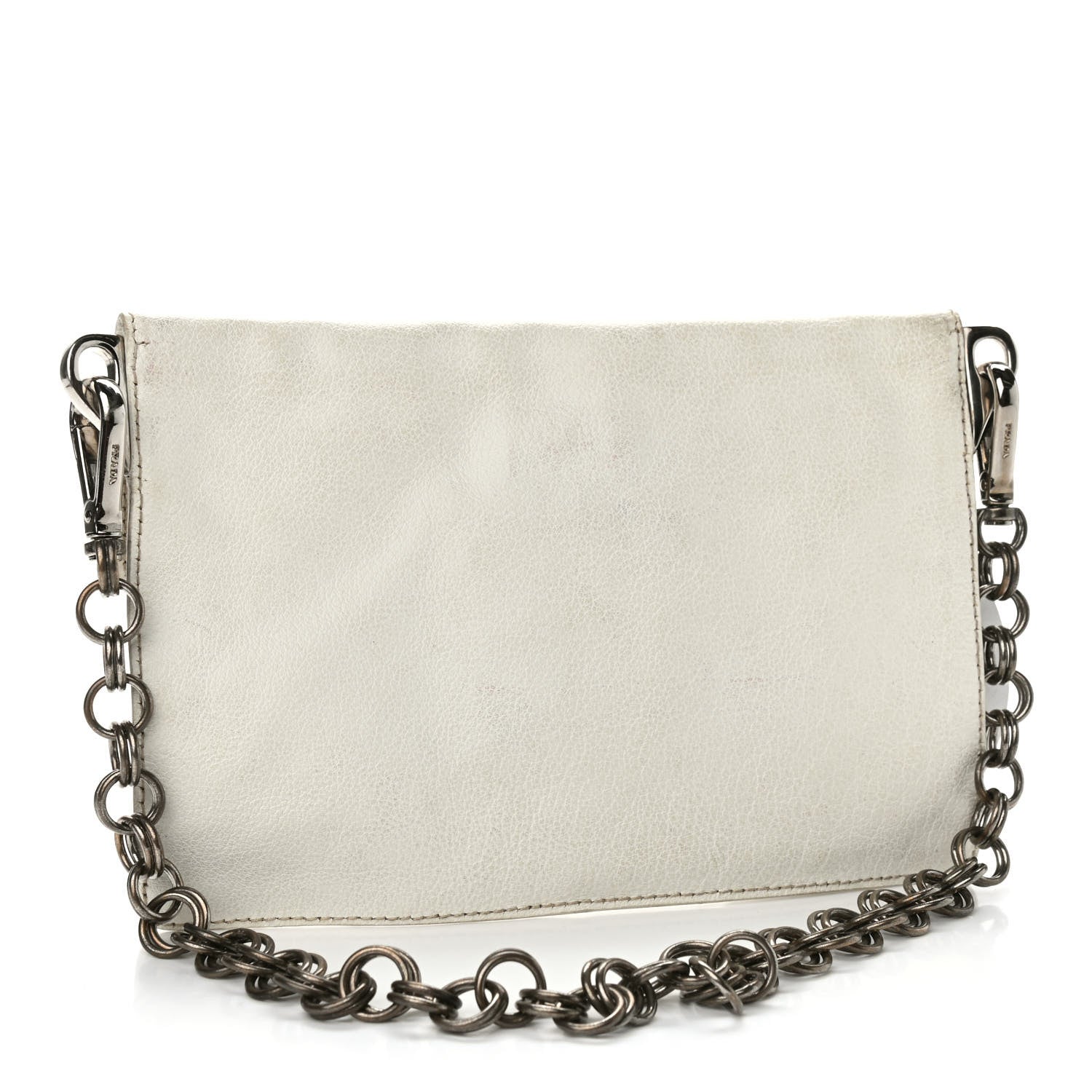 Prada Buffalo Metal Foldover Pushlock Chain Shoulder Bag White 2 of 6