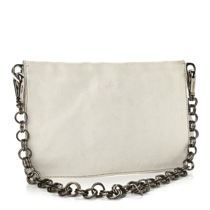 Prada Buffalo Metal Foldover Pushlock Chain Shoulder Bag White 2 of 6