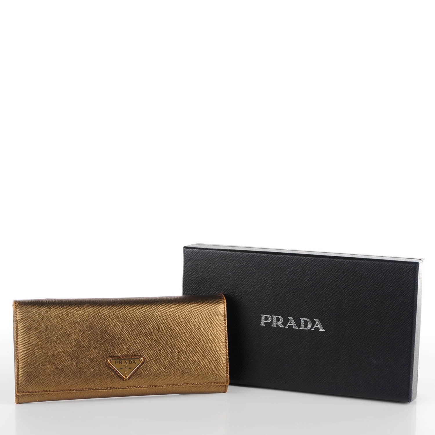 Prada Saffiano Triangle Continental Flap Wallet Bronzo 8 of 12