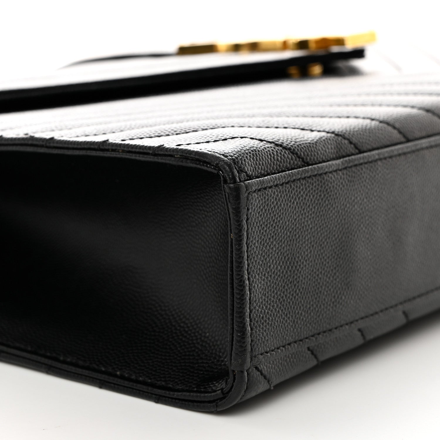 Saint Laurent Grain De Poudre Matelasse Chevron Large Monogram Satchel Black 9 of 10