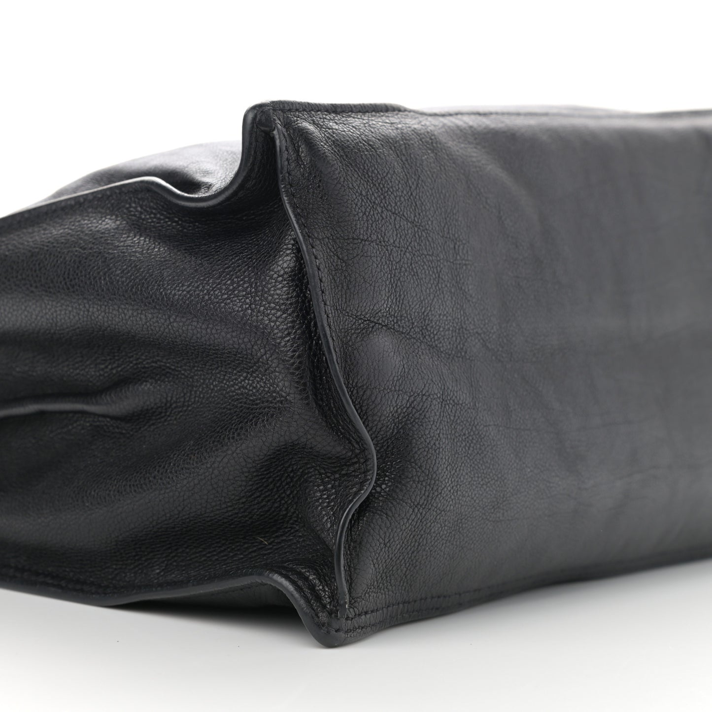 Glace Calfskin Etiquette Shopping Bag Black Astrale