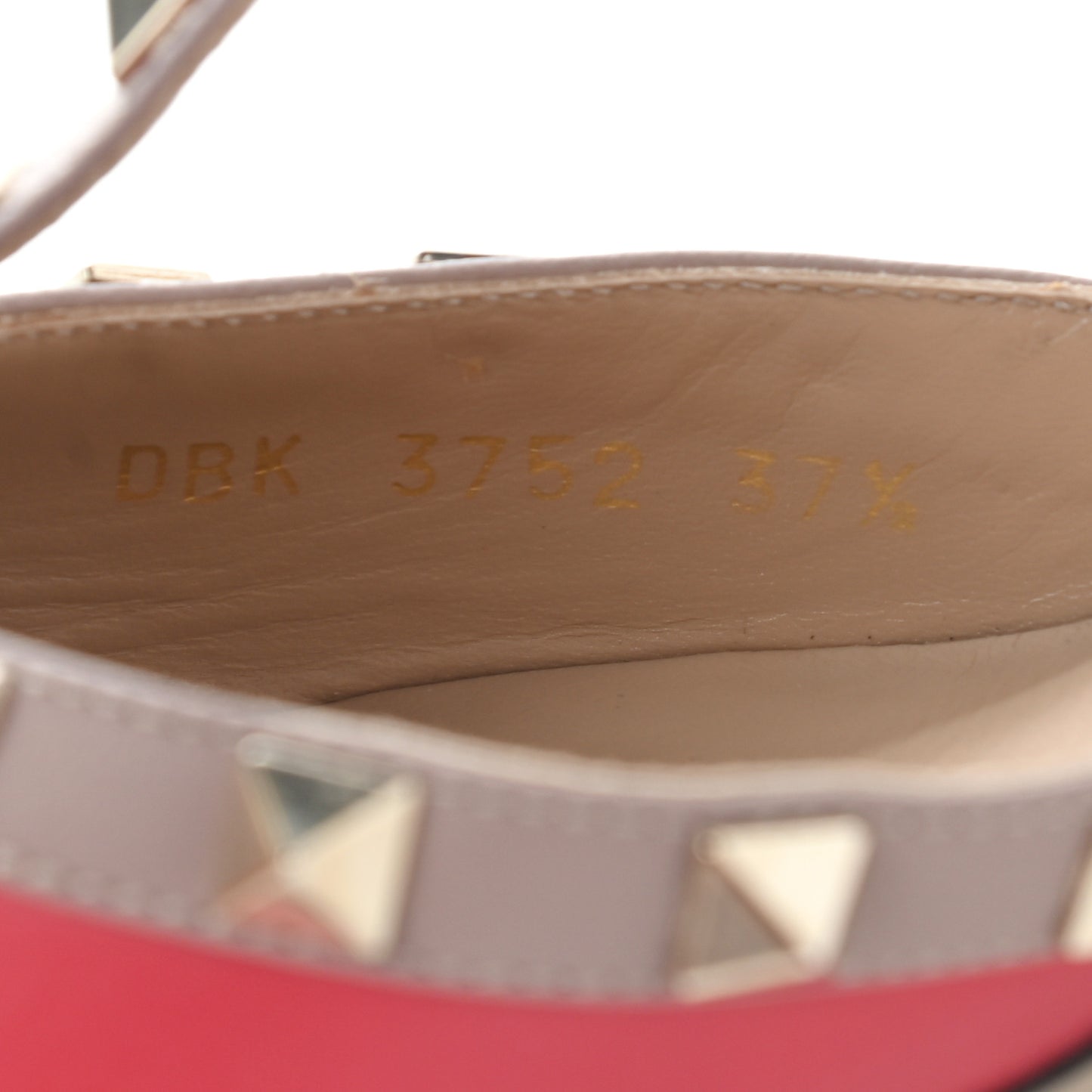 Nappa Rockstud Ankle Strap 65mm Pumps 37.5 Fragola Poudre