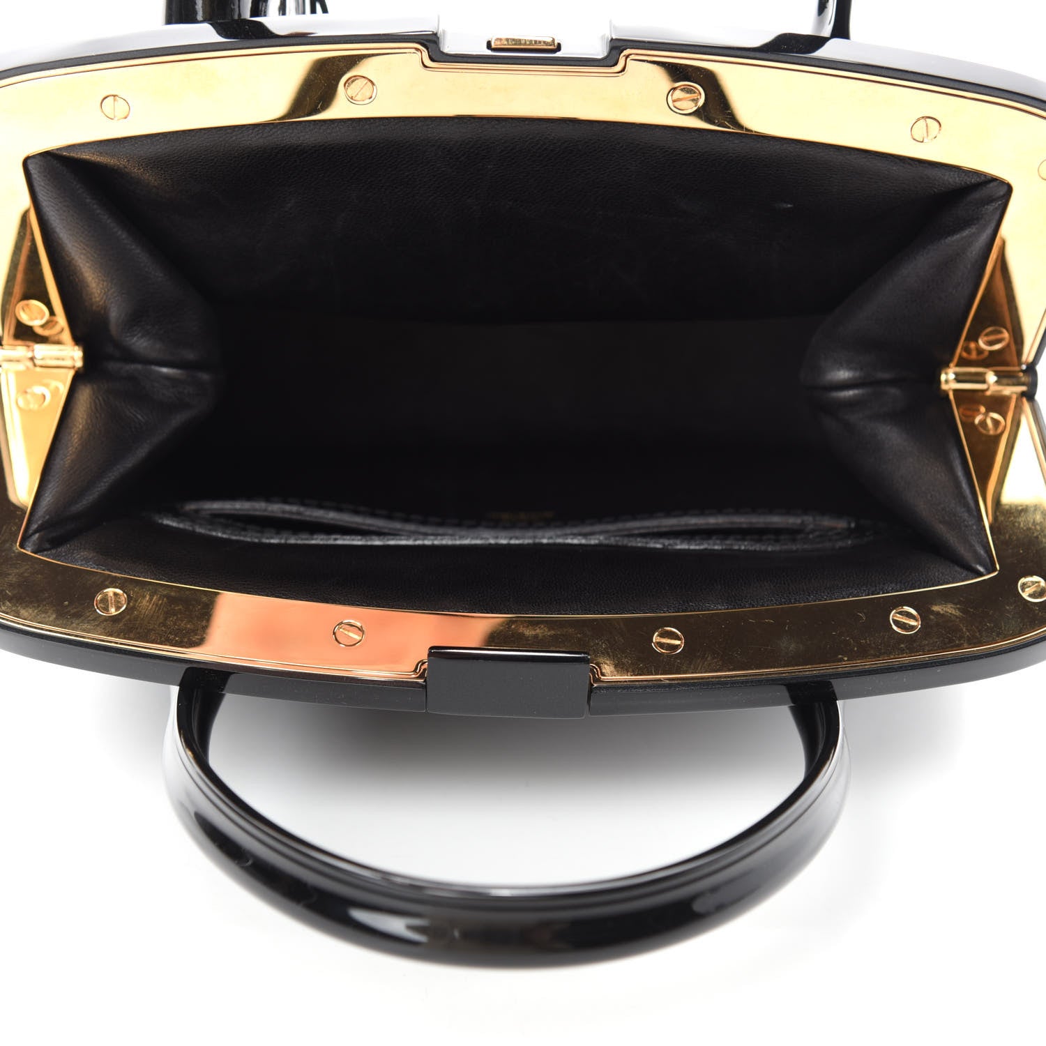 Louis Vuitton Patent Lambskin Fascination Lockit BB Frame Black 5 of 9