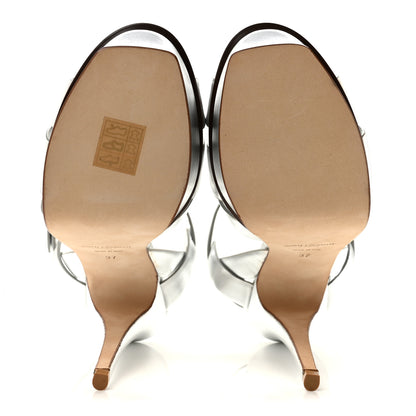 Saint Laurent Metallic Calfskin Tribute 105 Platform Sandals 37 Silver 6 of 10