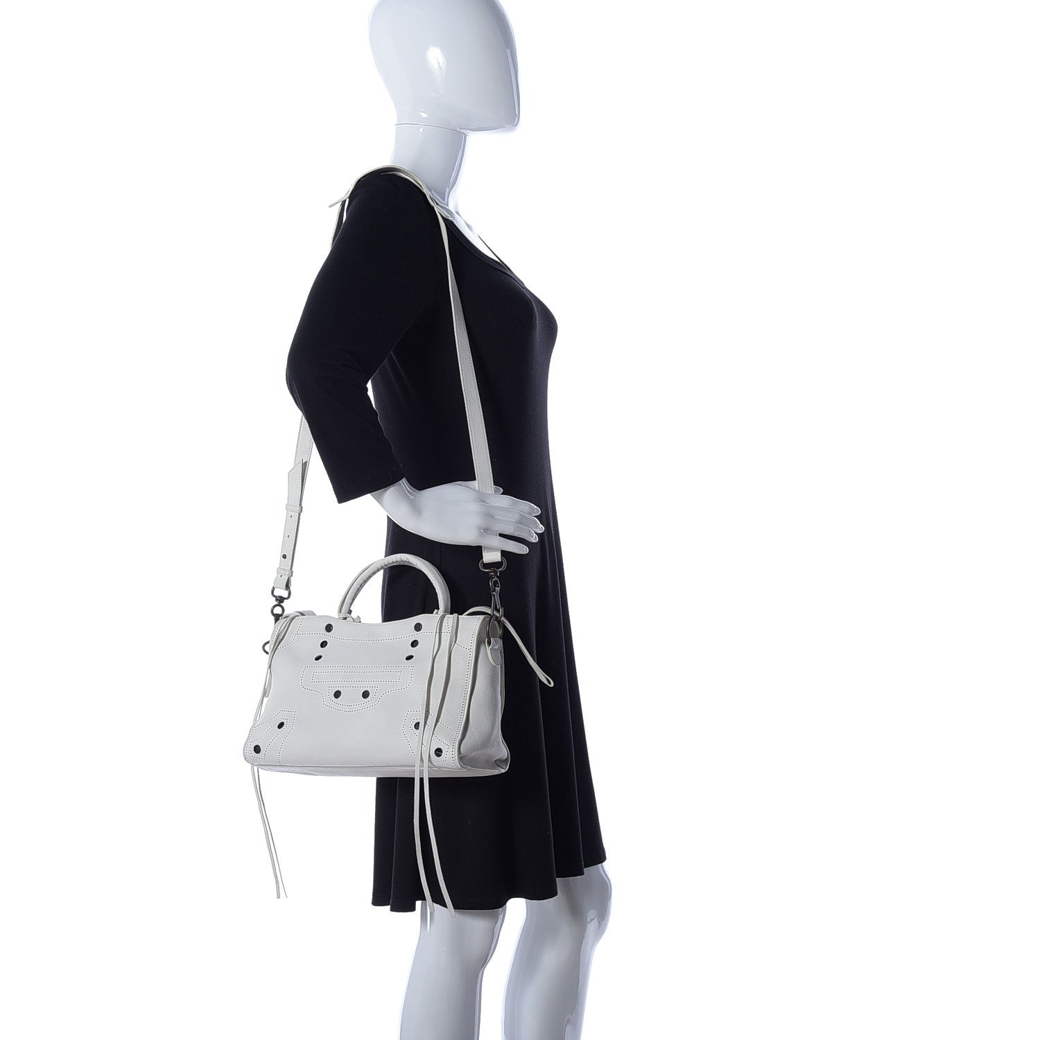 Balenciaga Veau Soyeux Perforated Blackout Hardware S City White 2 of 10