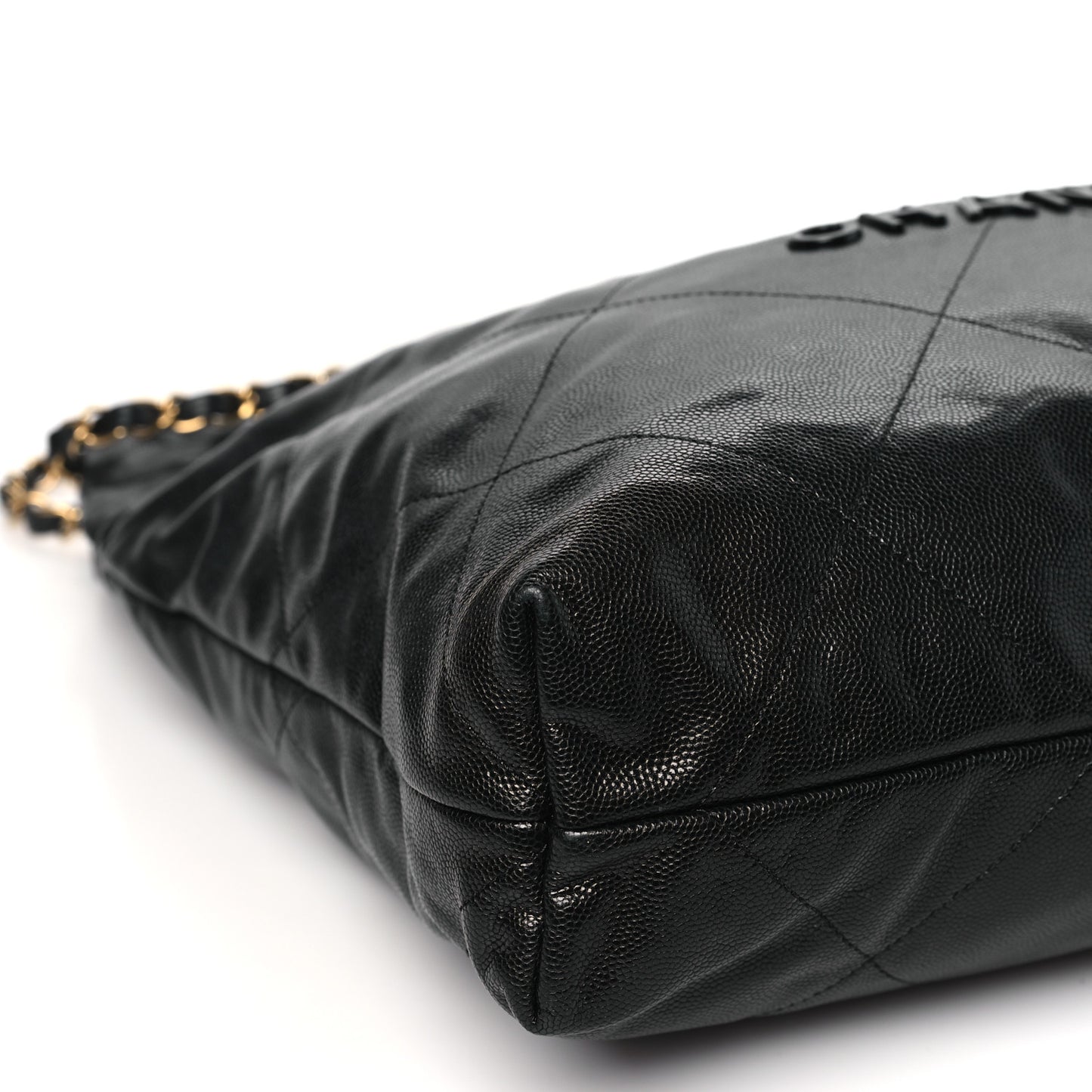 Shiny Caviar Quilted Monochrome 22 Black