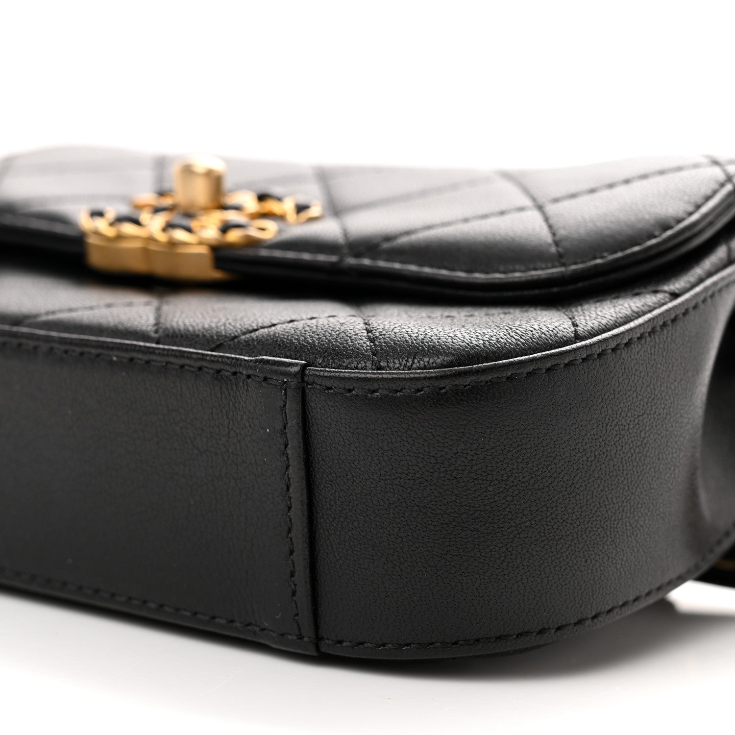 Chanel Lambskin Quilted Chain Infinity Waist Belt Bag Black 10 of 10
