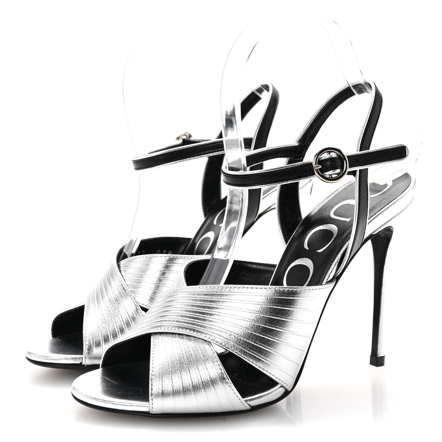 Malaga Kid Webby Crossover High Heel Sandals 37 Silver