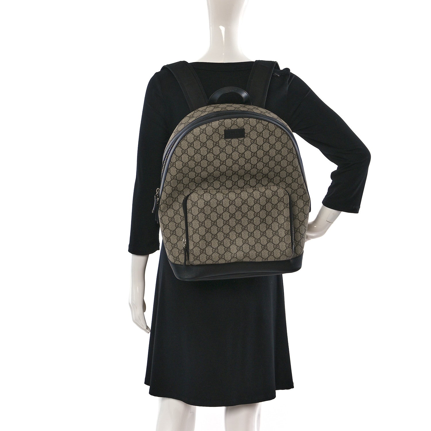 Gucci GG Supreme Monogram Medium Backpack Black 2 of 9