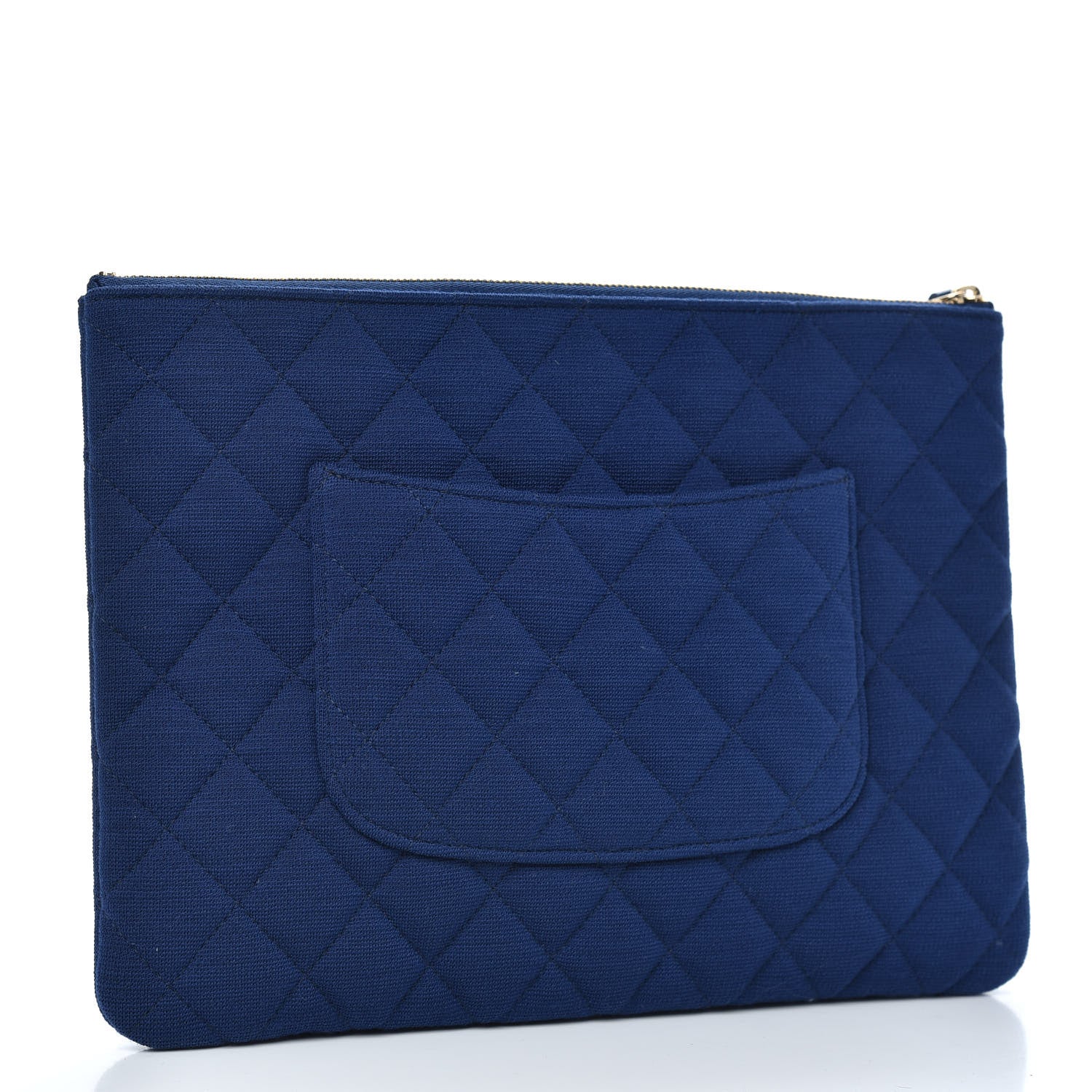 Chanel Jersey Quilted Medium Cosmetic Case Blue 3 of 8
