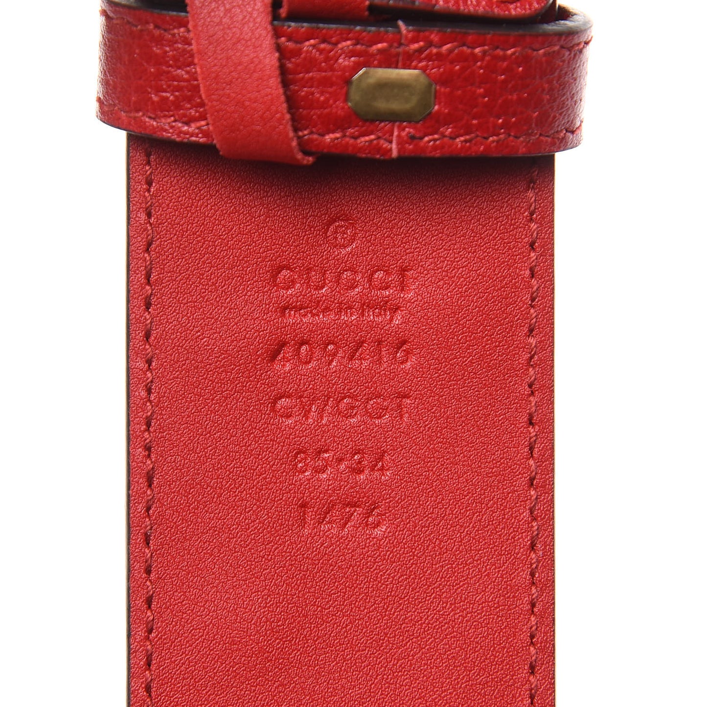 Textured Calfskin Flower Embroidered Double G 40mm Belt 85 34 Hibiscus Red
