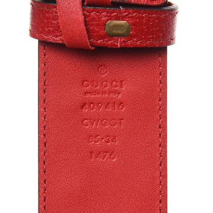 Gucci Textured Calfskin Flower Embroidered Double G 40mm Belt 85 34 Hibiscus Red 7 of 7