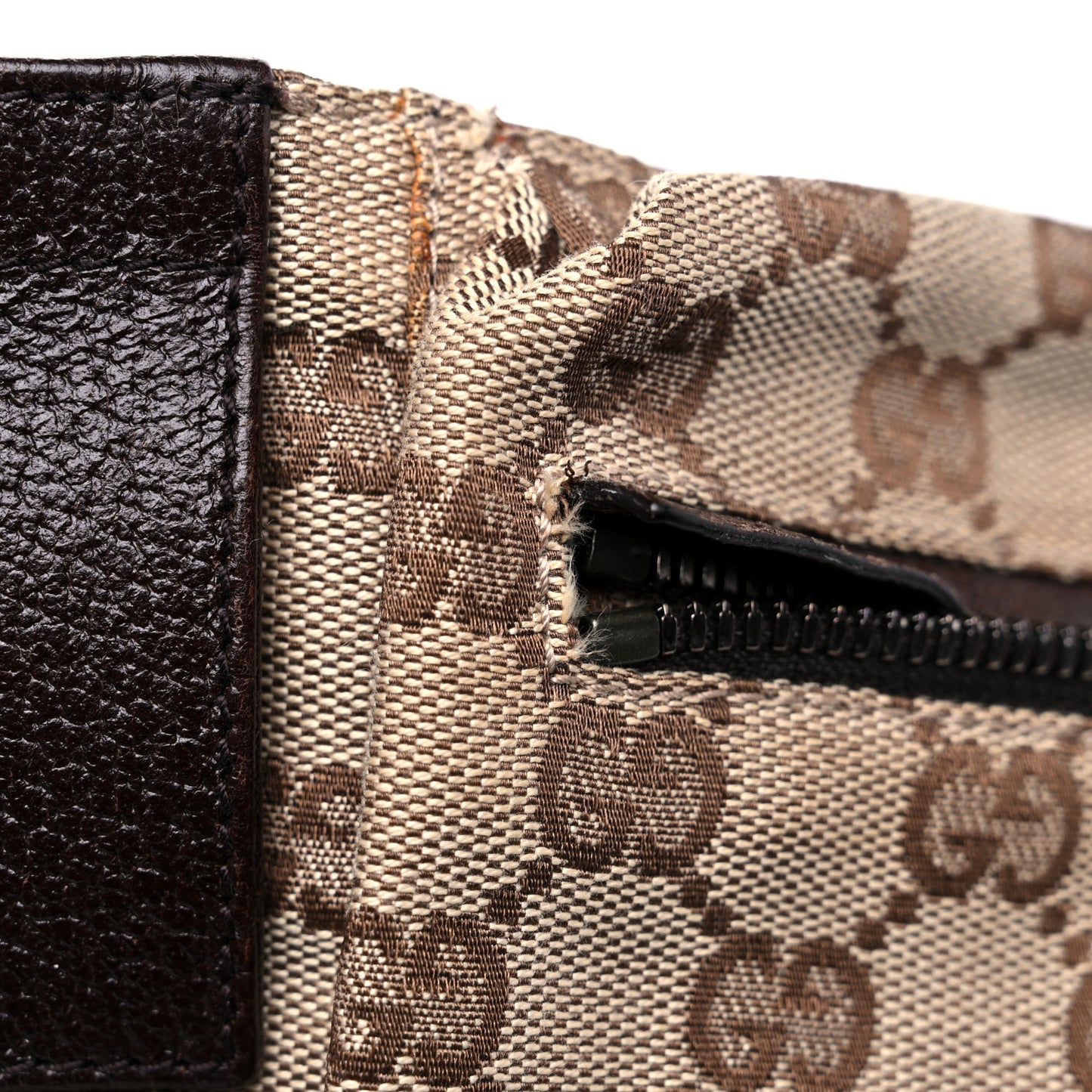 GG Monogram Double Pocket Belt Bag Dark Brown