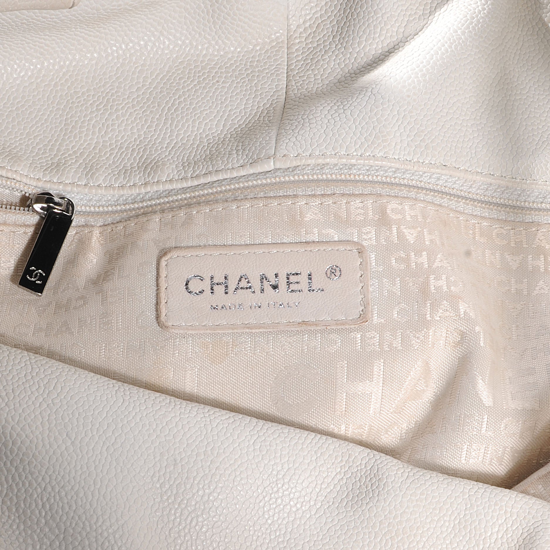 Chanel Distressed Caviar XL Coco Cabas White 6 of 7