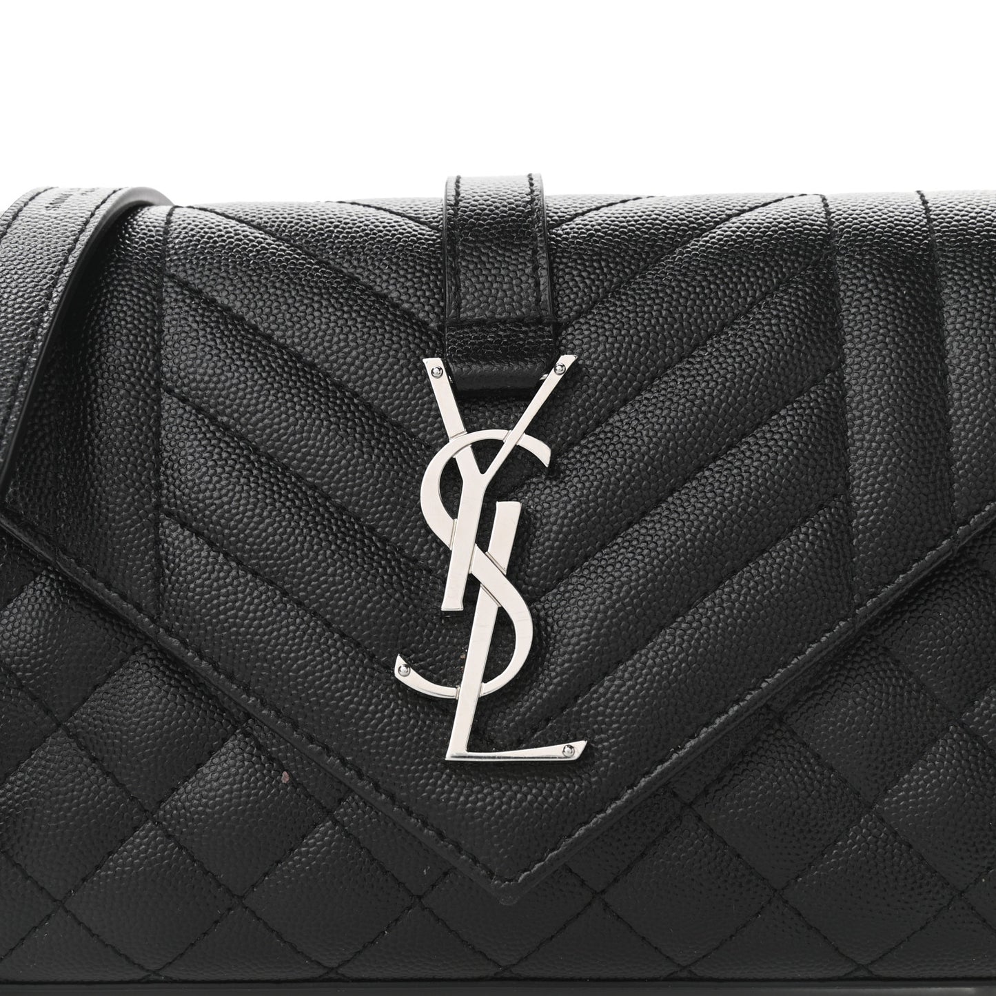 Grain De Poudre Textured Mixed Matelasse Triquilt Small Monogram Satchel Black