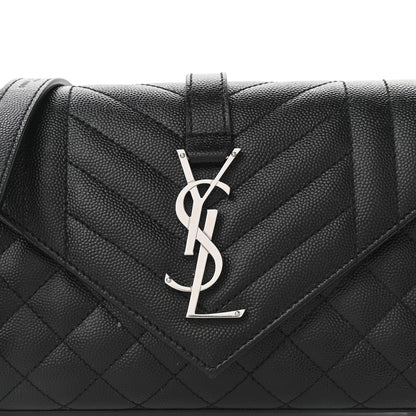 Saint Laurent Grain De Poudre Textured Mixed Matelasse Triquilt Small Monogram Satchel Black 7 of 12