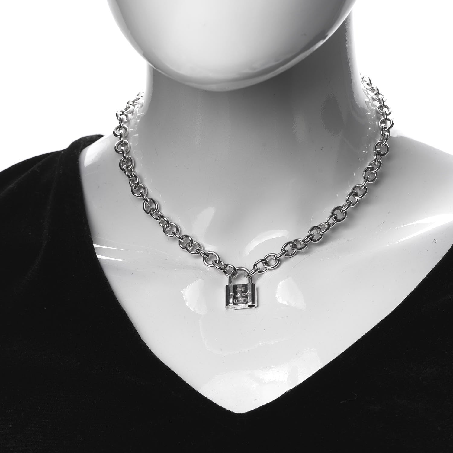 Tiffany Sterling Silver 1837 Lock Charm Necklace 2 of 6
