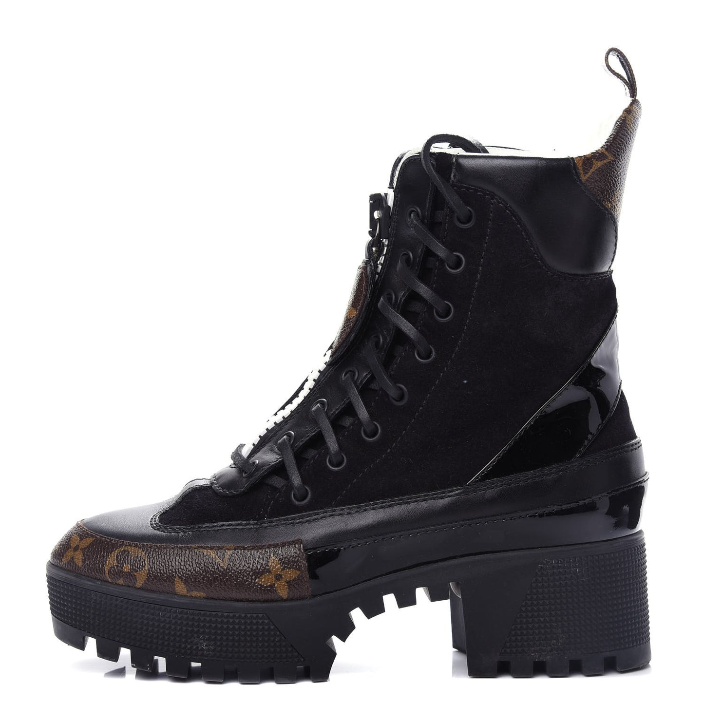 Suede Calfskin Monogram Laureate Platform Desert Boots 38 Black