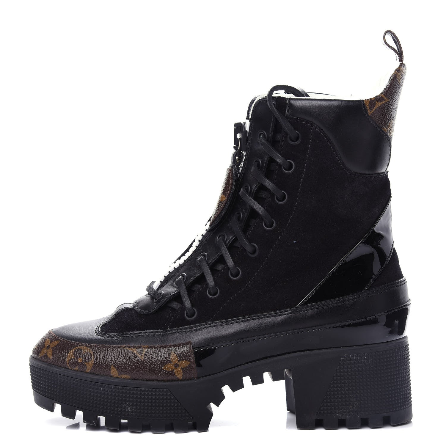Louis Vuitton Suede Calfskin Monogram Laureate Platform Desert Boots 38 Black 1 of 10