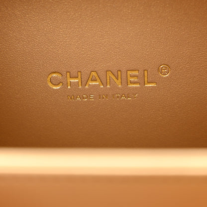 Chanel Lambskin Quilted Golden Plate Vanity Case White Gold 6 of 10