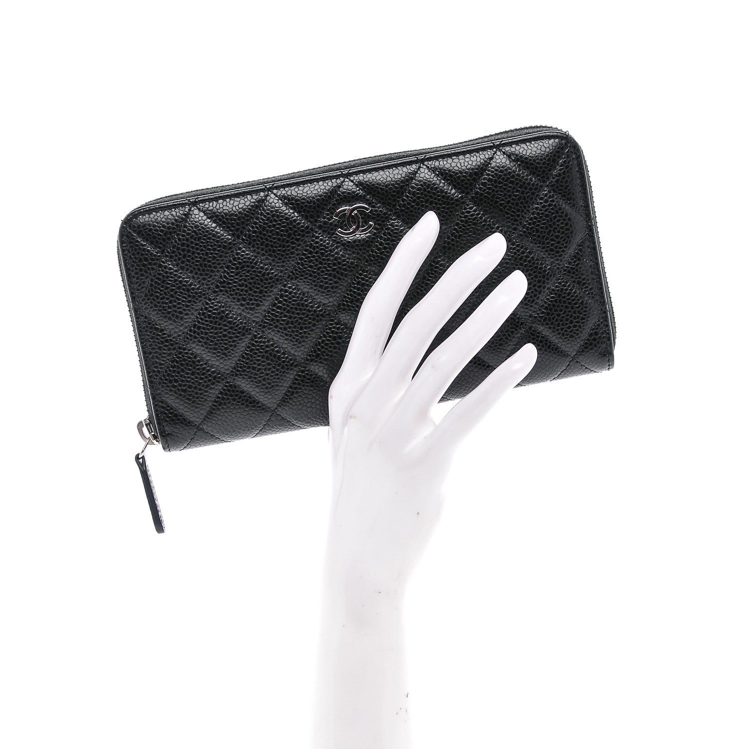 Chanel Caviar Quilted Large Gusset Zip Around Wallet Black 2 of 8