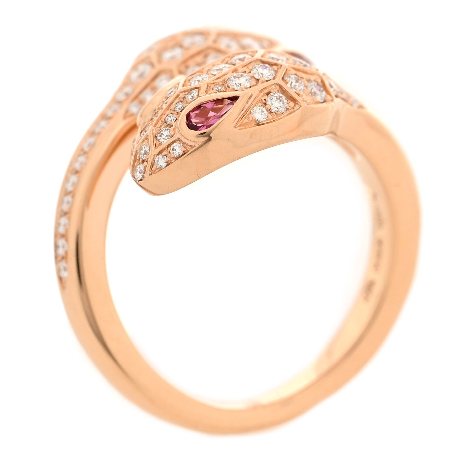 Bulgari 18K Rose Gold Diamond Rubellite Serpenti Seduttori Ring 50 5.5 5 of 5