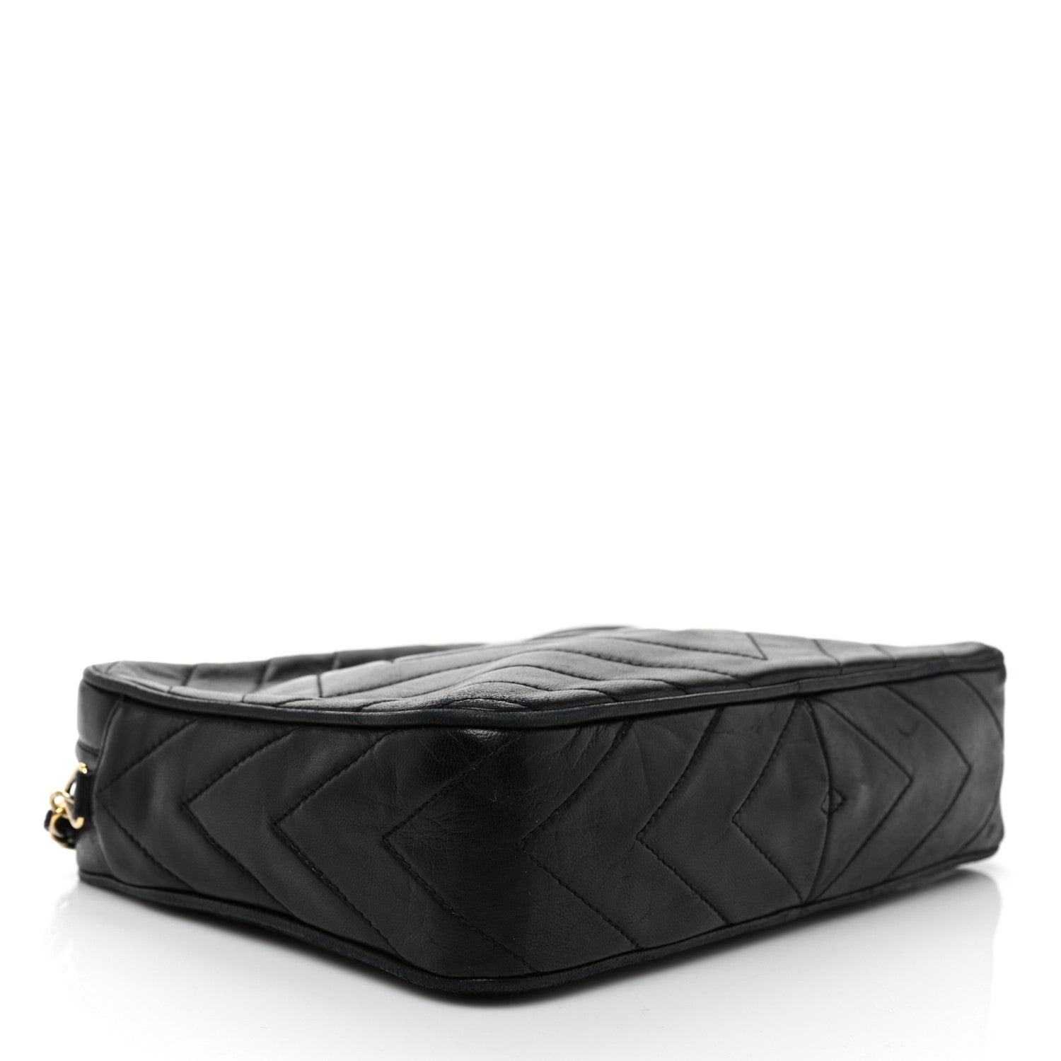 Chanel Lambskin Chevron Quilted Tassel Camera Case Black 3 of 7