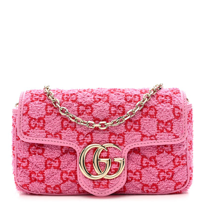 Gucci Tweed GG Monogram Mini GG Marmont Shoulder Bag Pink Red 1 of 11