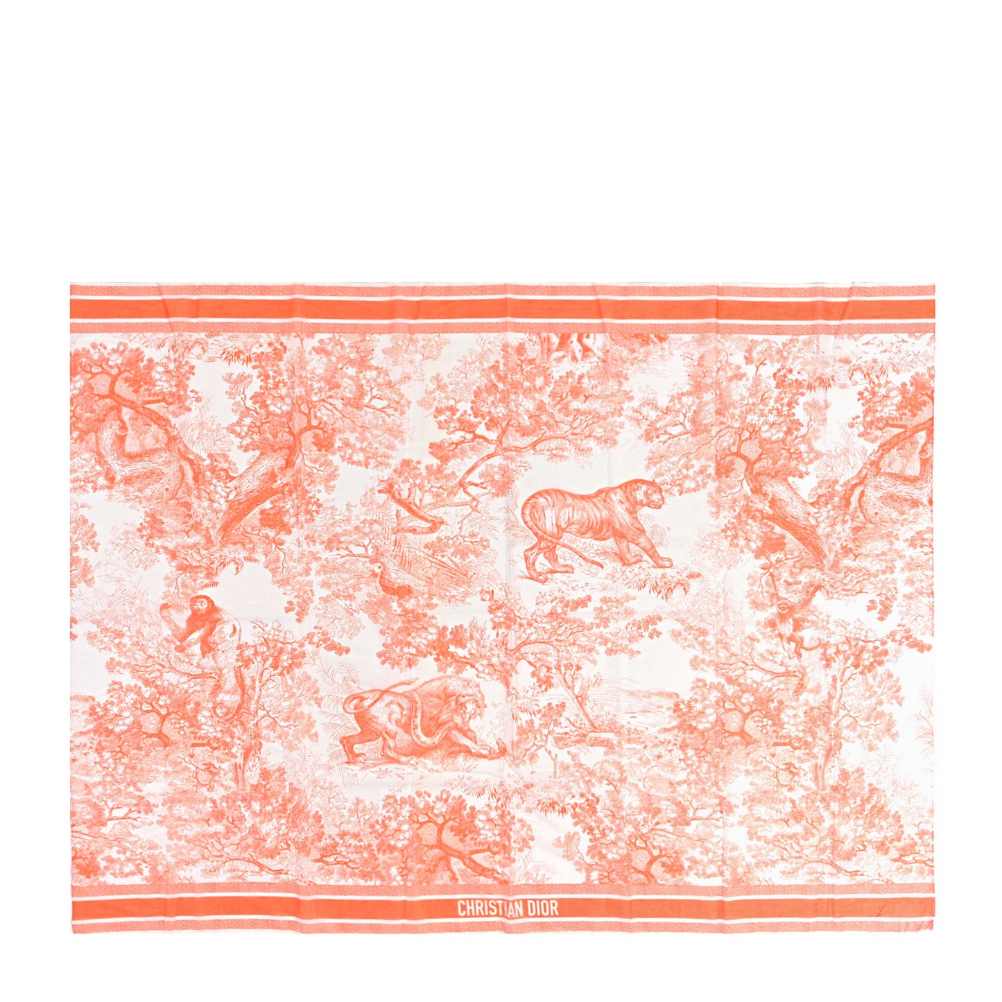 Cotton Toile De Jouy Scarf Orange