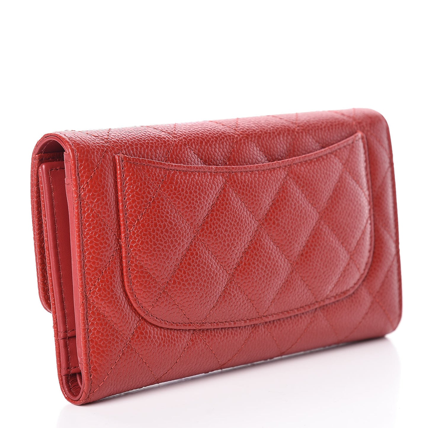 Caviar Quilted Large Flap Wallet Red