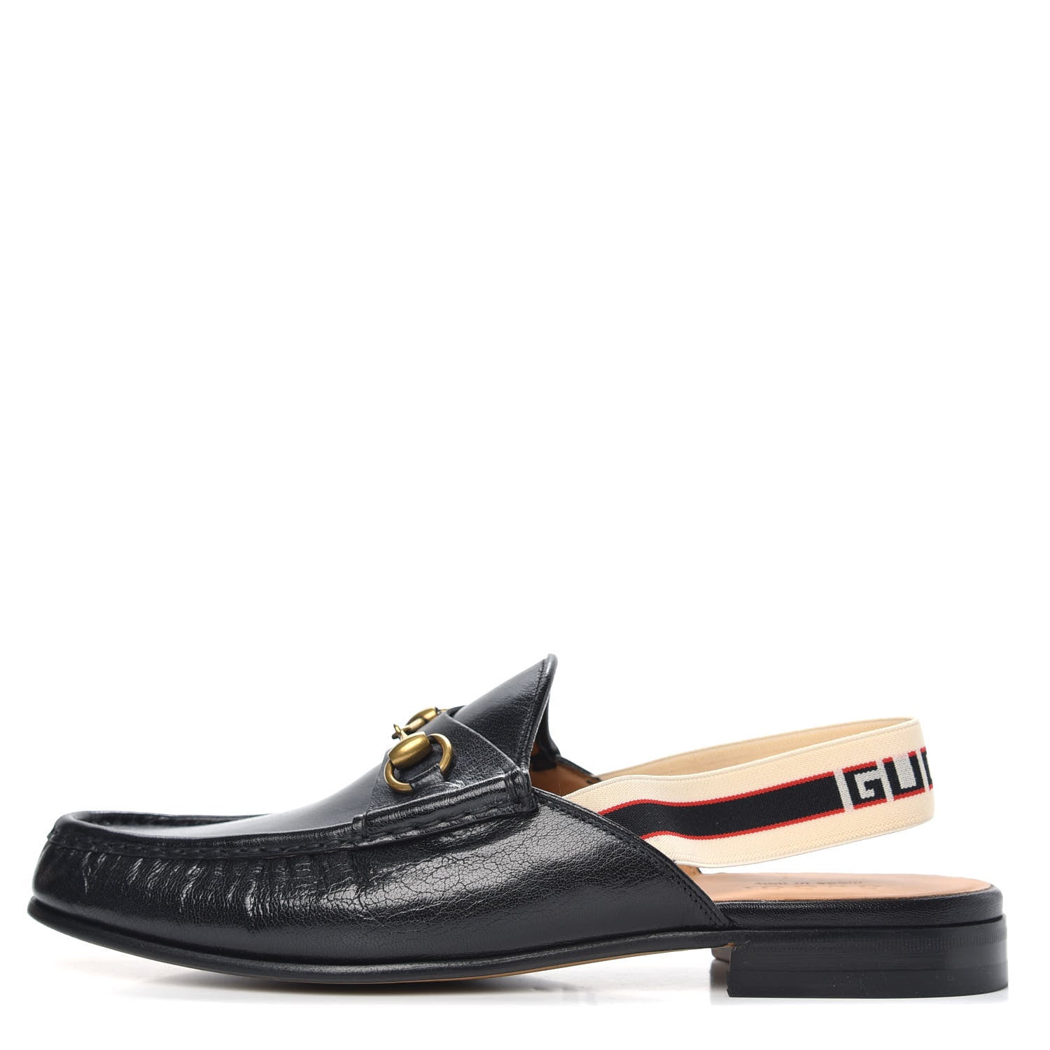 Gucci Goatskin Stripe Mens Horsebit Slingback Slippers 11 Black 1 of 9