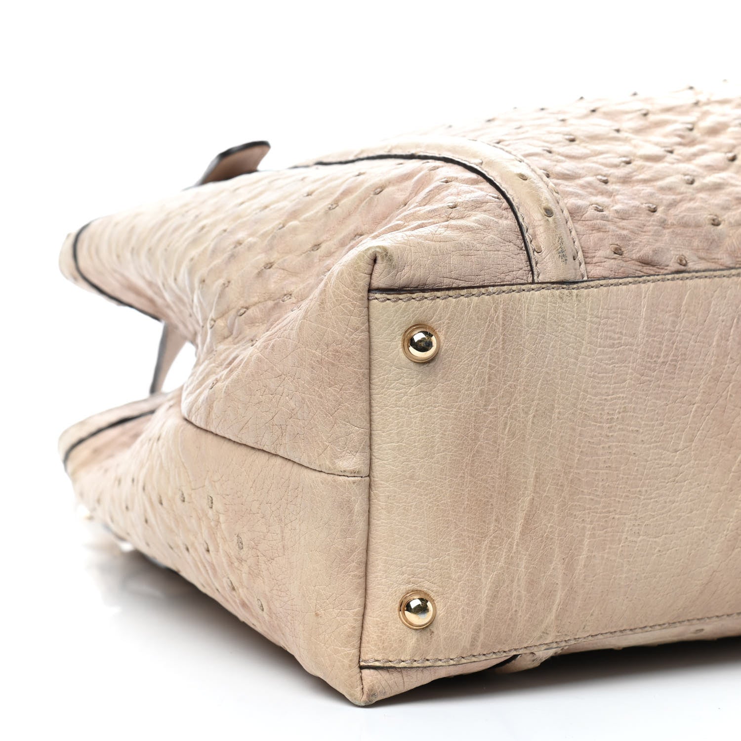 Gucci Ostrich Medium Britt Tote Beige 7 of 8