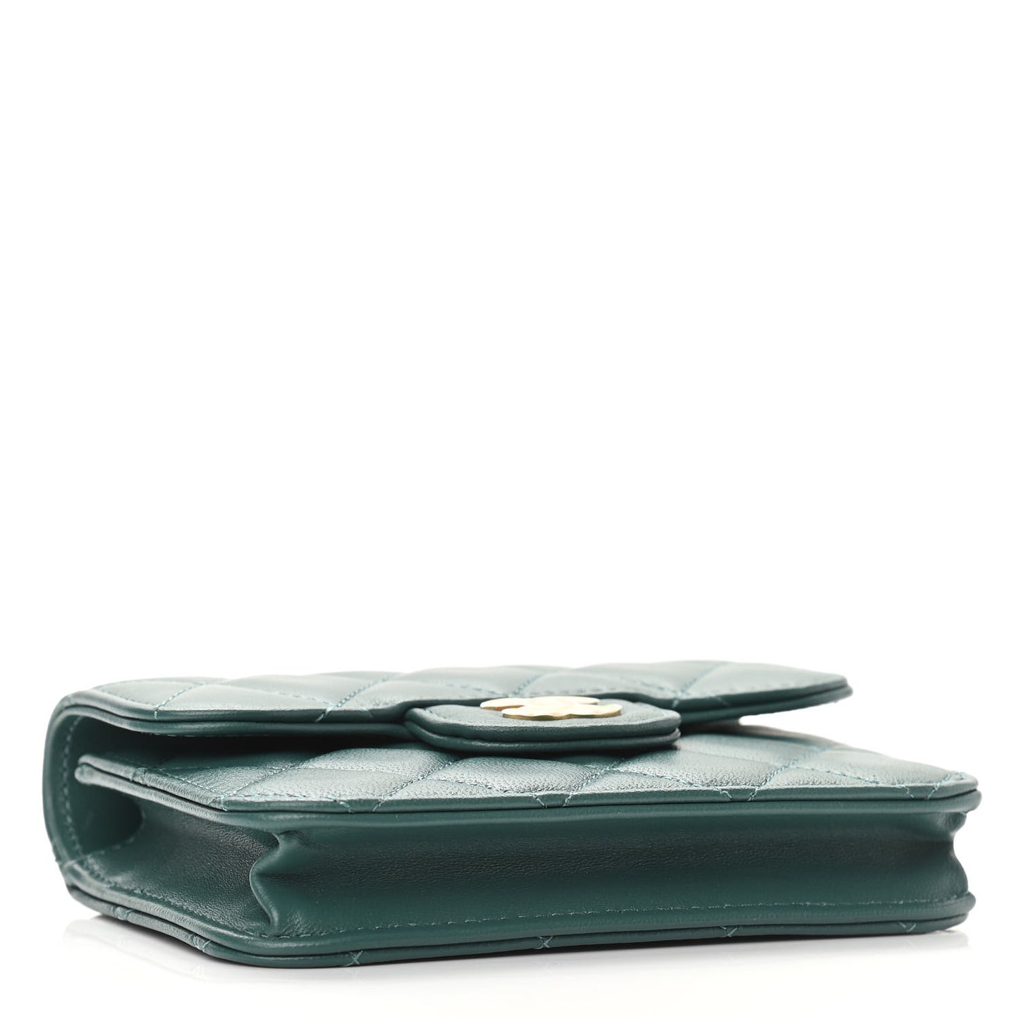 Lambskin Quilted Top Handle Flap Coin Purse With Chain Green