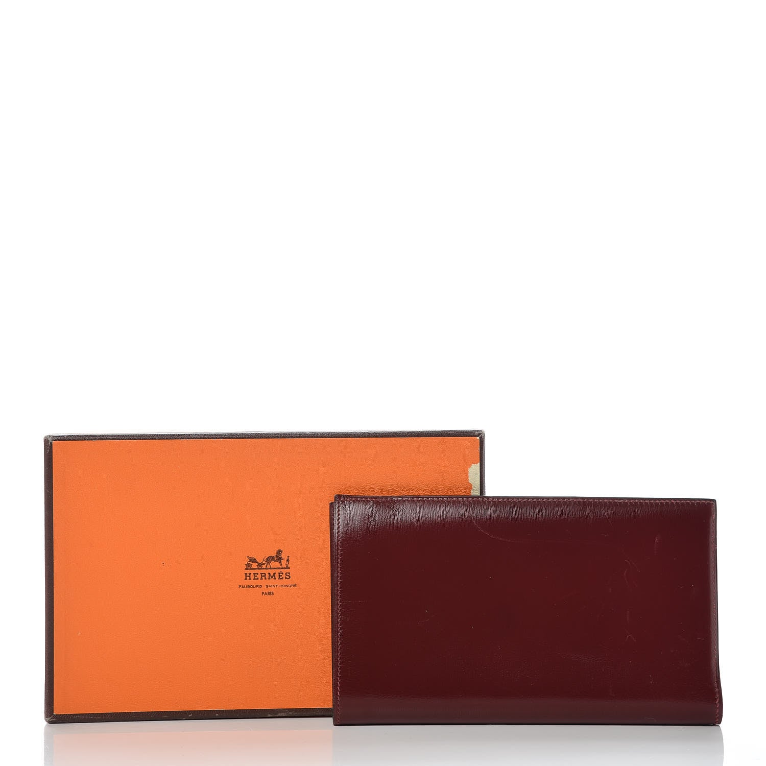Hermes Box Checkbook Holder Wallet Rouge H 12 of 12