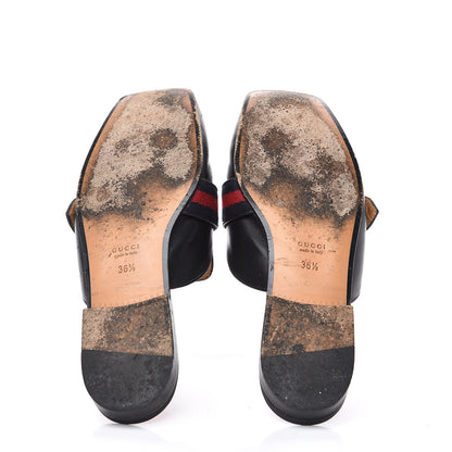 Gucci Calfskin Web Womens Peyton GG Slippers 36.5 Black 6 of 12