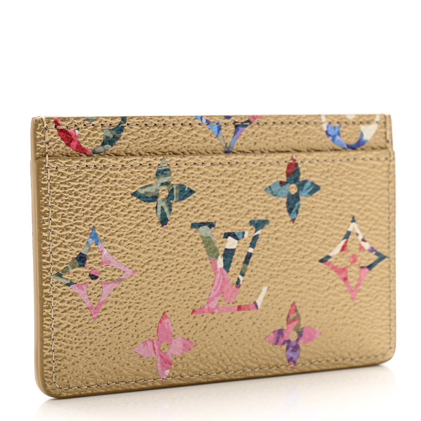 Metallic Monogram LV Garden Card Holder Gold