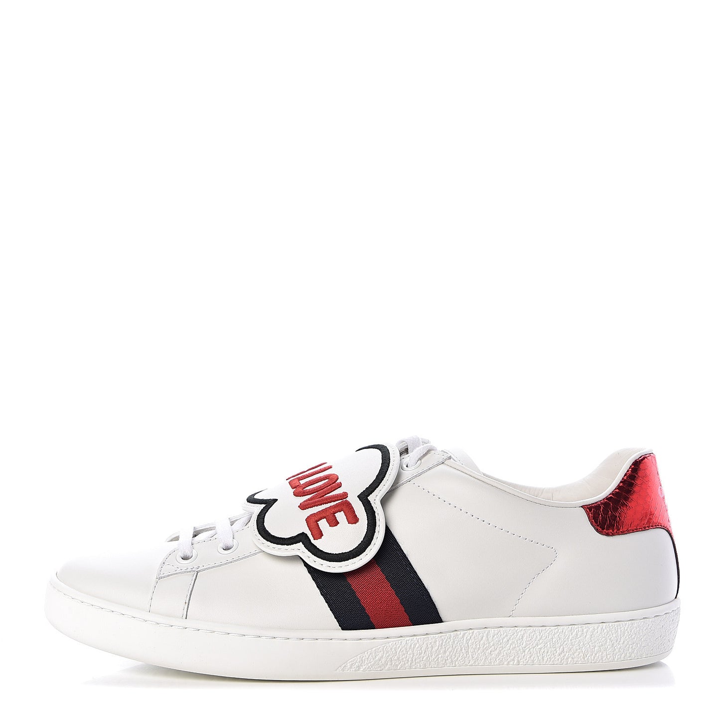 Calfskin Ayers Web Blind for Love Embroidered Womens Ace Sneakers 41 White