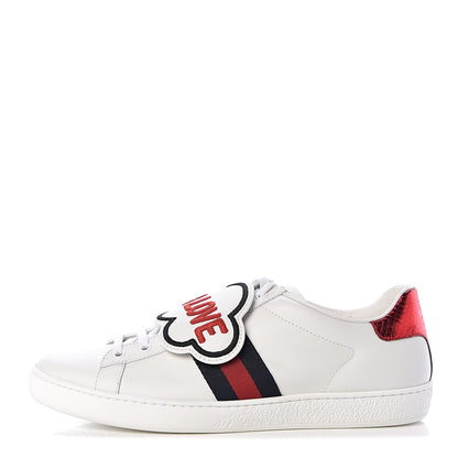 Gucci Calfskin Ayers Web Blind for Love Embroidered Womens Ace Sneakers 41 White 1 of 10