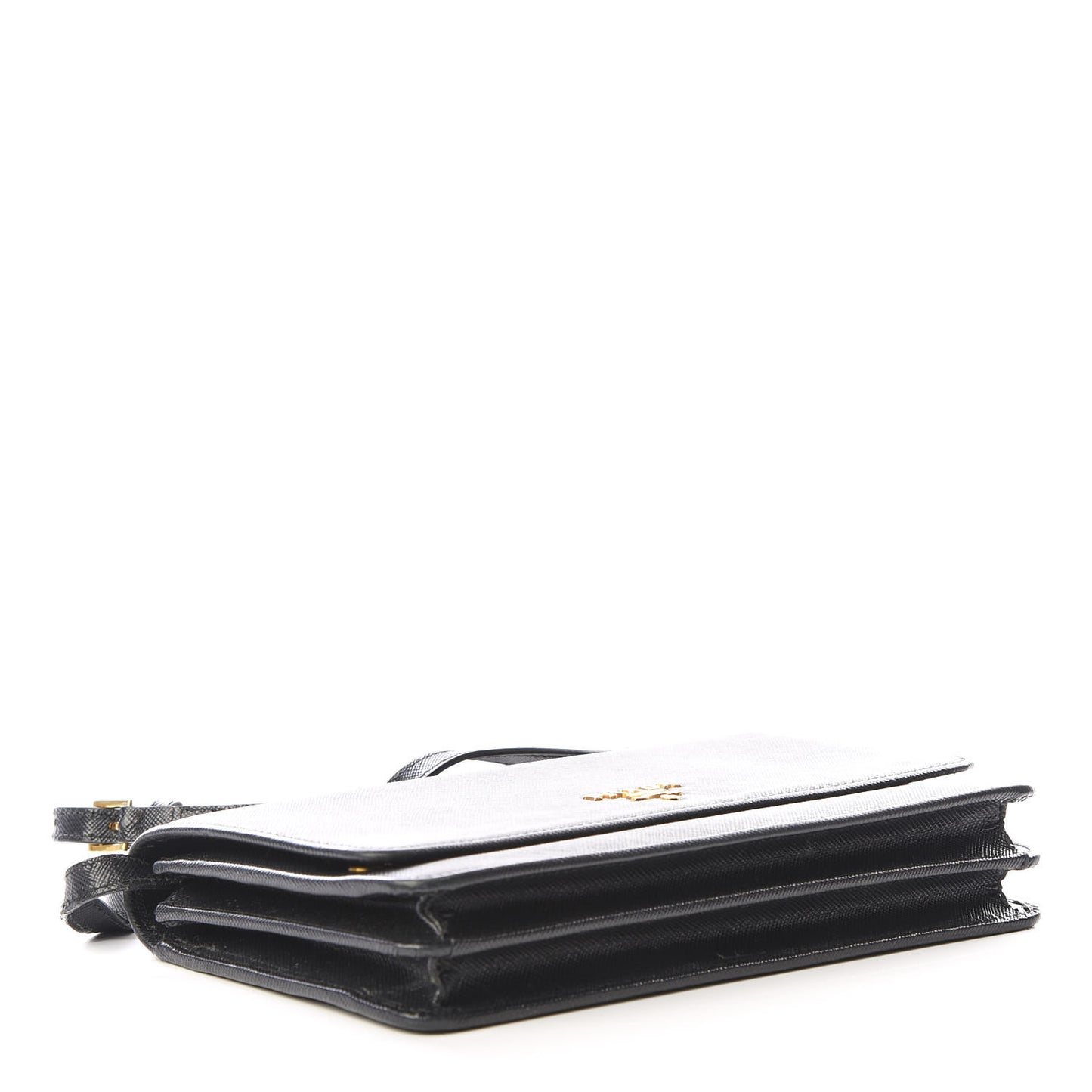 Saffiano Metal Flap Wallet With Strap Black