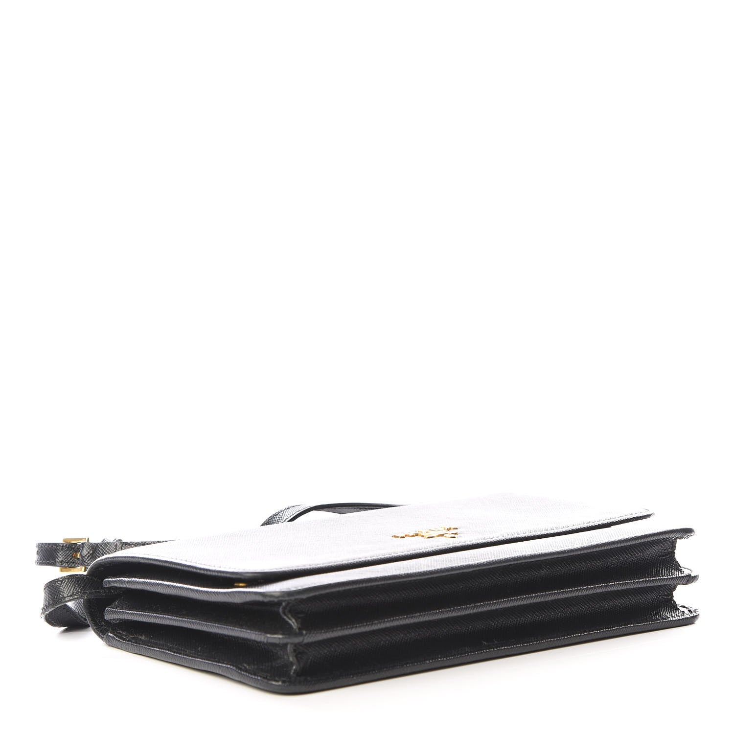 Prada Saffiano Metal Flap Wallet With Strap Black 3 of 10