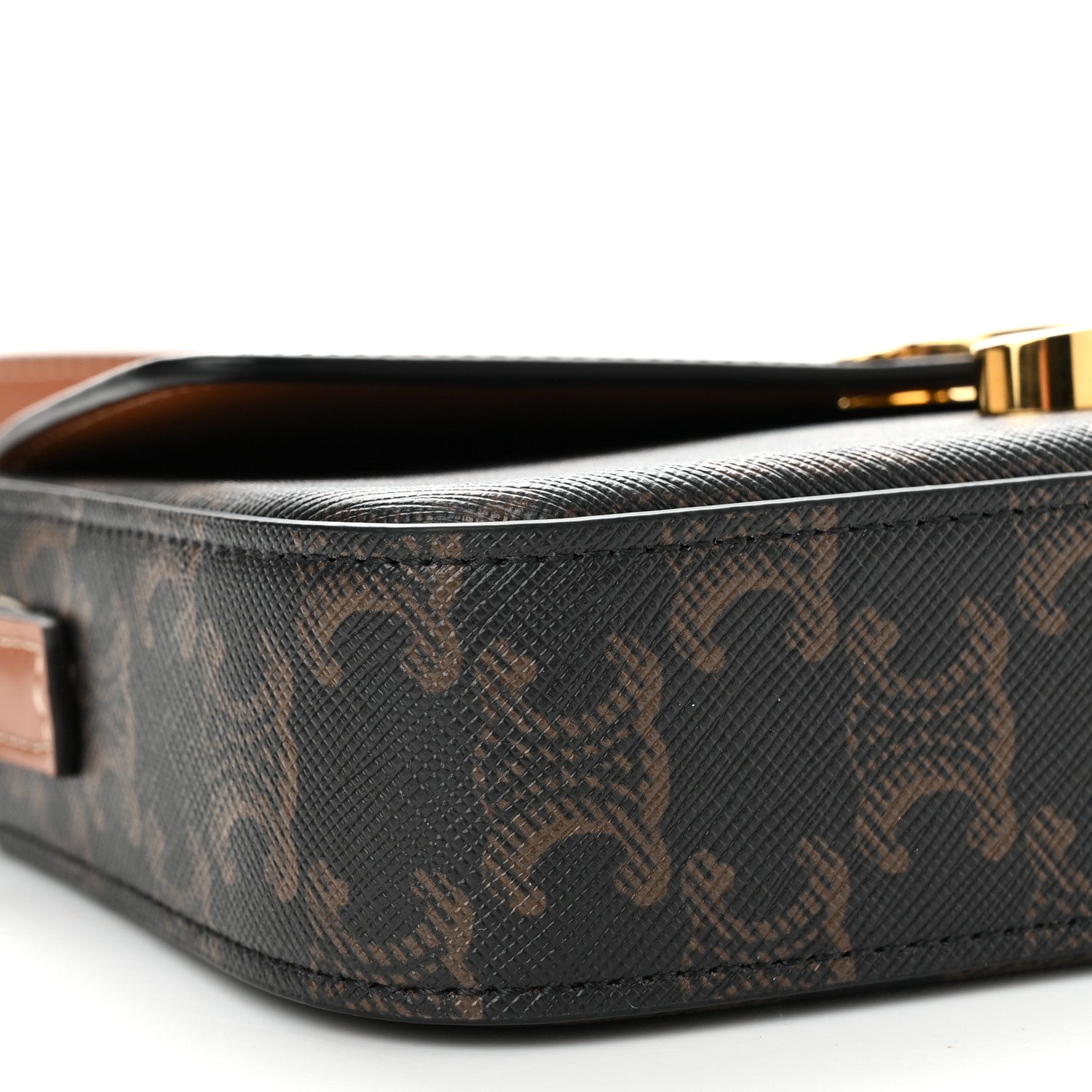 Celine Canvas Calfskin Triomphe Shoulder Bag Tan 10 of 12