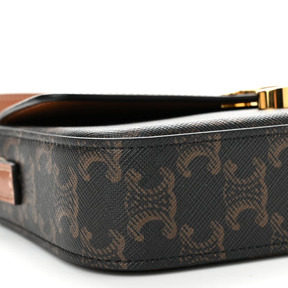 Celine Canvas Calfskin Triomphe Shoulder Bag Tan 10 of 12